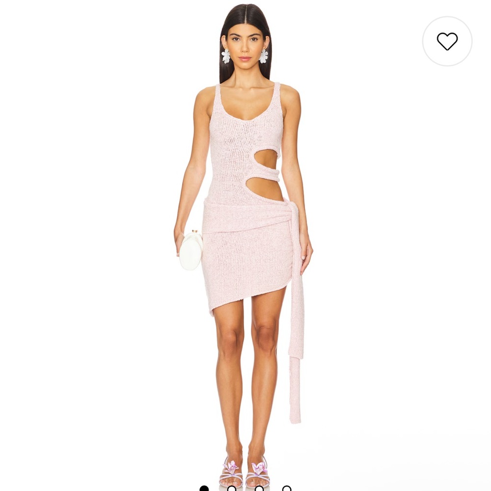 Asta Resort Allegra Mini Dress in Merino Alpaca in Blush Glitter Cut-Out Dress